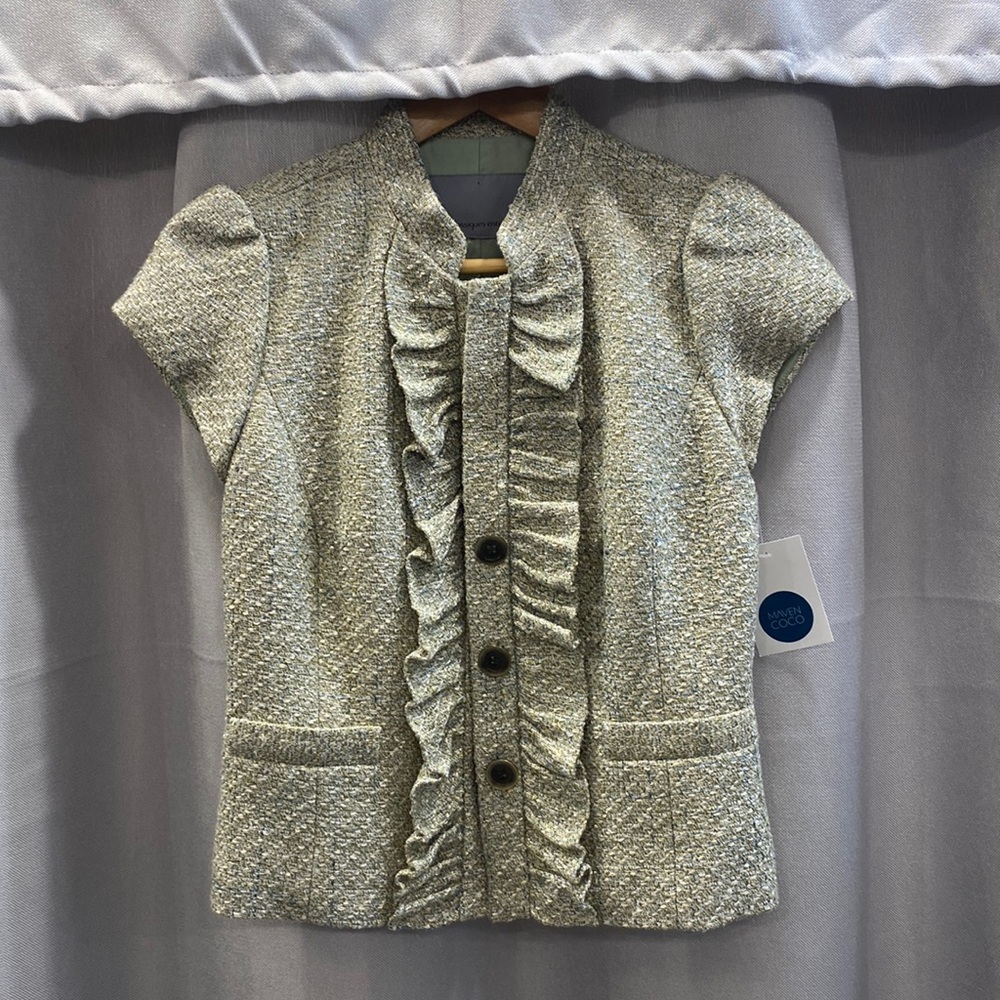 Classiques Entier cap sleeve button up tweed top
